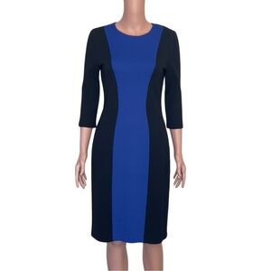St John Wool Black adn Blue Dress